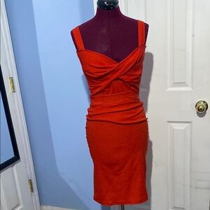 🔮 5 for $20 🔮 Deep orange retro pin up dress 2 piece top and skirt